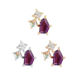 Lyra - Amethyst + Mercury Mist Topaz + CZ - Threadless End  Buddha Jewelry   