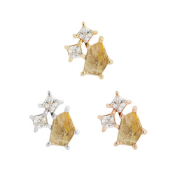 Lyra - Rutilated Quartz + CZ - Threadless End  Buddha Jewelry   