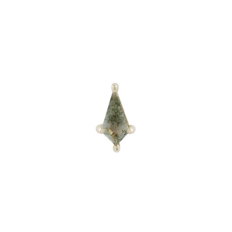 Mini Soho - Kite Cut Moss Agate - Threadless End Threadless Ends Buddha Jewelry Yellow Gold  