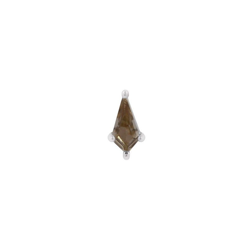 Mini Soho - Kite Cut Smokey Quartz - Threadless End Threadless Ends Buddha Jewelry White Gold  
