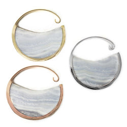 Muse Hoops - Blue Lace Agate + Gold Plated Nature vs Nurture Collection Buddha Jewelry   