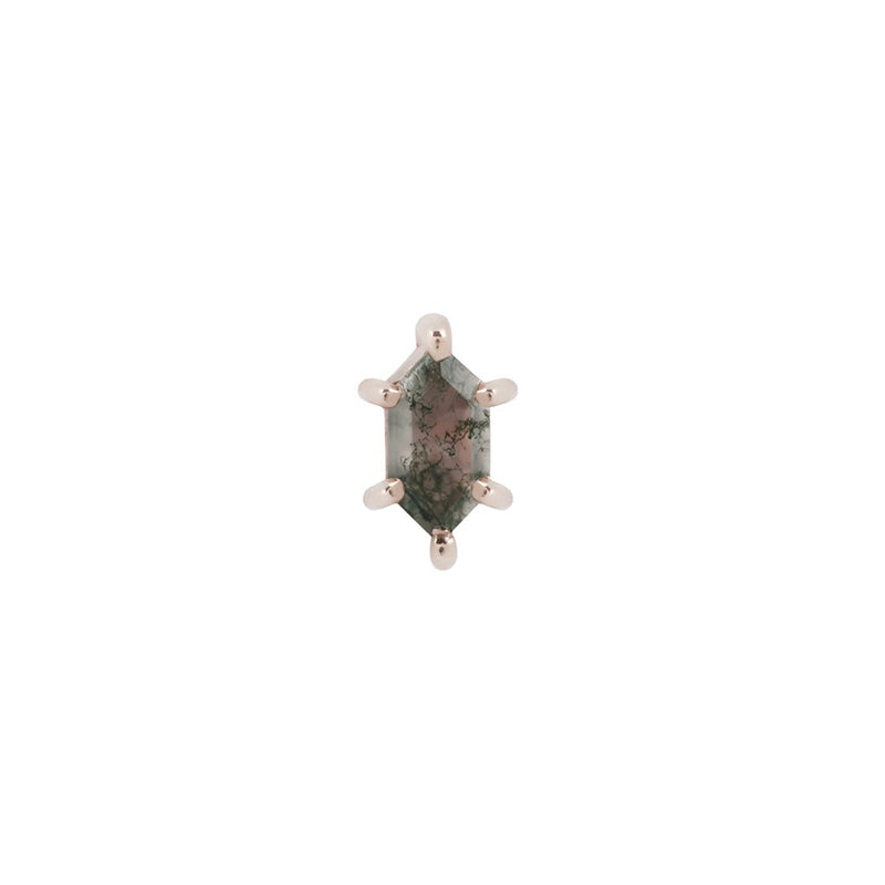 Oh Hell Yes! - Hex Cut Moss Agate - Threadless End Threadless Ends Buddha Jewelry Rose Gold  