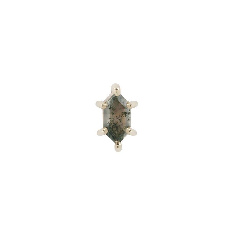 Oh Hell Yes! - Hex Cut Moss Agate - Threadless End Threadless Ends Buddha Jewelry Yellow Gold  