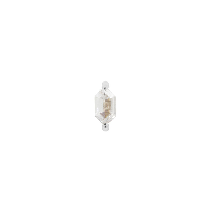 Oh My My - Hex Cut CZ - Threadless End Threadless Ends Buddha Jewelry White Gold  