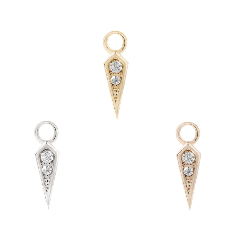 Spike Charm 14kt Solid Gold + CZ Charms Buddha Jewelry   