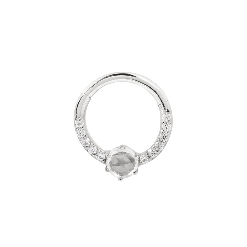 Tinsley - CZ + White Sapphire - Solid 14kt Gold Clicker Clicker Buddha Jewelry White Gold 5/16" 