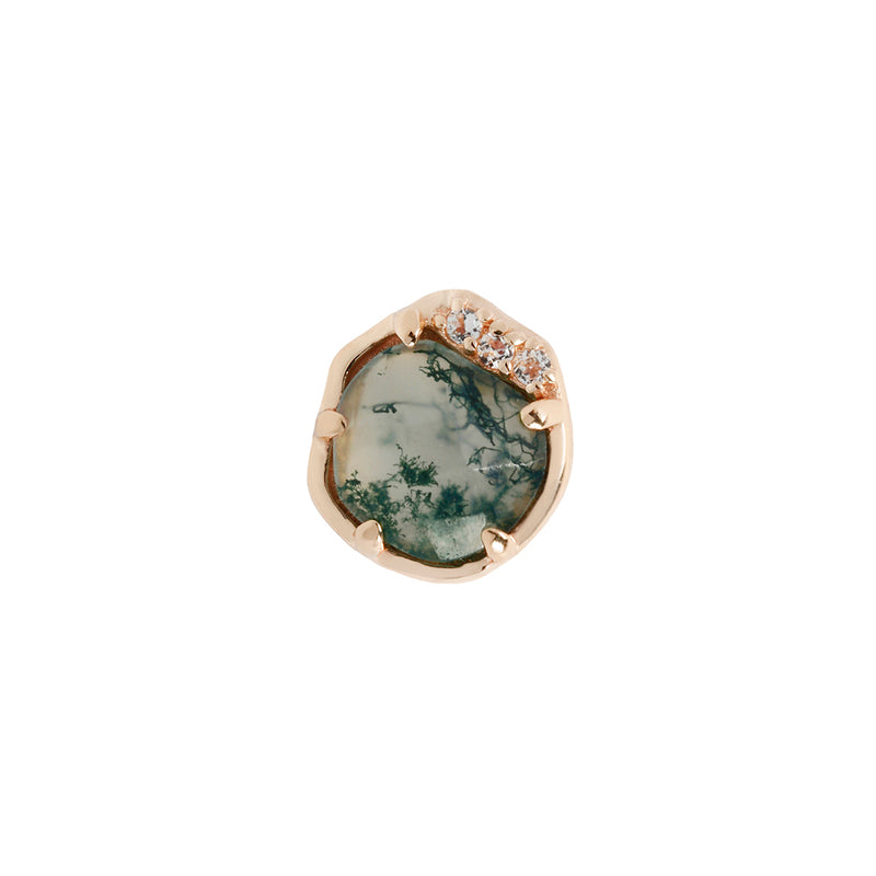Vision - Moss Agate - Threadless End Threadless Ends Buddha Jewelry Rose Gold  