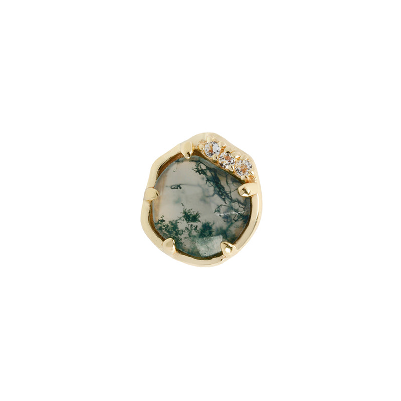 Vision - Moss Agate - Threadless End Threadless Ends Buddha Jewelry Yellow Gold  