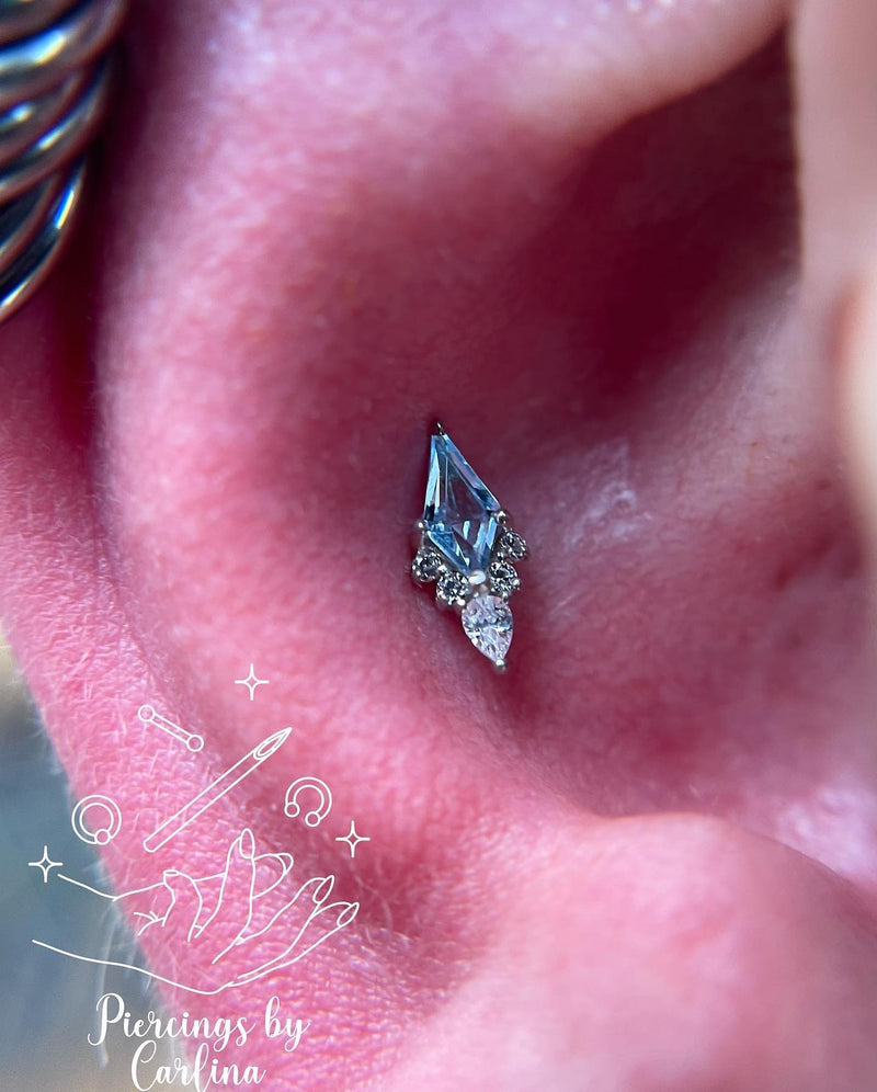 Afterglow - Swiss Blue Topaz + CZ - Threadless End Threadless Ends Buddha Jewelry   