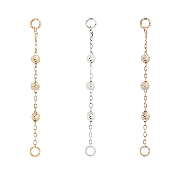 Cressida 3 Bead Chain - Solid 14kt Gold Chains Buddha Jewelry   