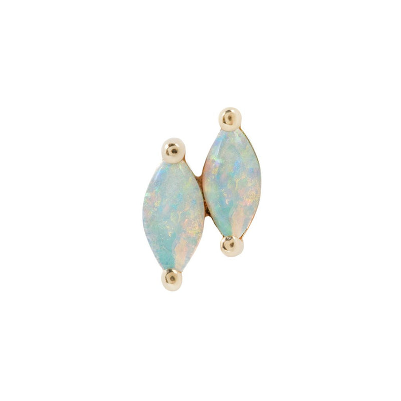Double Zuri Marquise Opal - Threadless End Threadless Ends Buddha Jewelry Yellow Gold  
