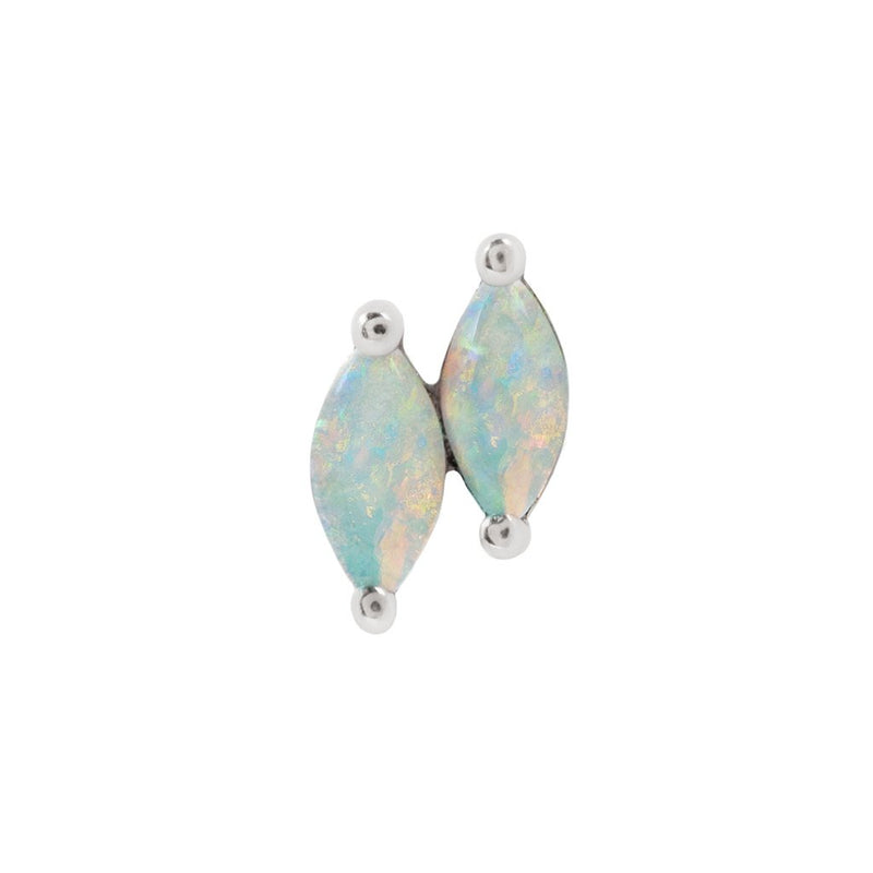 Double Zuri Marquise Opal - Threadless End Threadless Ends Buddha Jewelry White Gold  