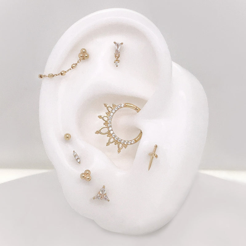 Indra - CZ - Solid 14kt Gold Clicker Clicker Buddha Jewelry   