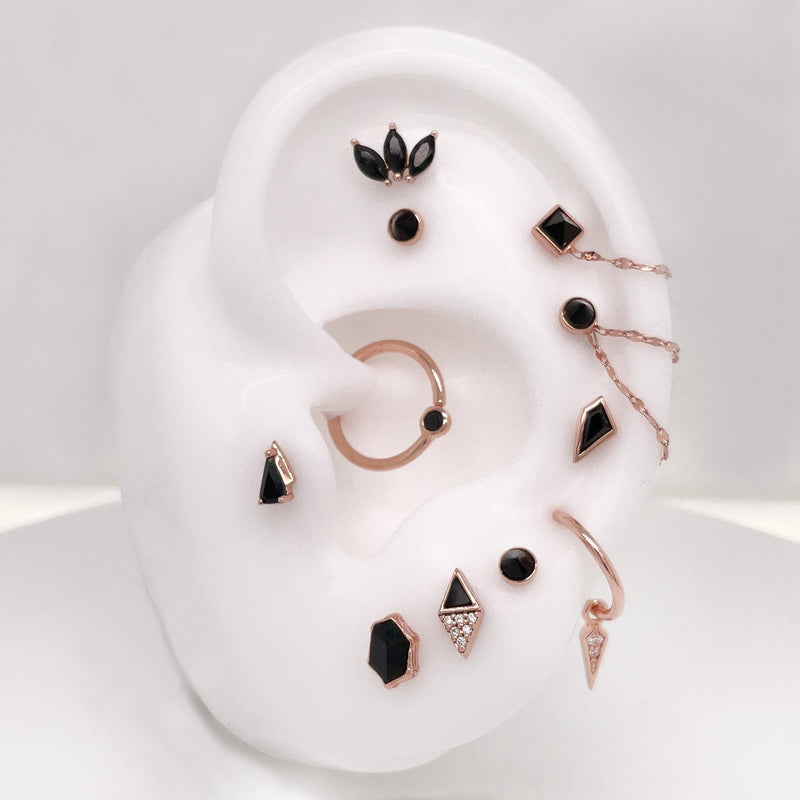 Moet - Black Spinel Threadless End Threadless Ends Buddha Jewelry   