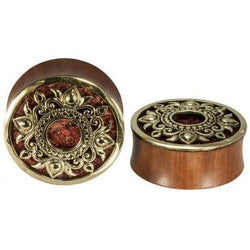 Philomena Plugs - Brass + Coral Plugs Buddha Jewelry   